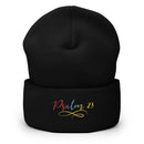 Psalm 23 Gradient Embroidered Cuffed Beanie Christian Winter Hat - Encore2woBlack