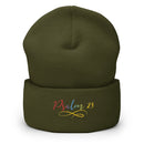 Psalm 23 Gradient Embroidered Cuffed Beanie Christian Winter Hat - Encore2woOlive