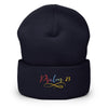 Psalm 23 Gradient Embroidered Cuffed Beanie Christian Winter Hat - Encore2woNavy