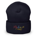 Psalm 23 Gradient Embroidered Cuffed Beanie Christian Winter Hat - Encore2woNavy