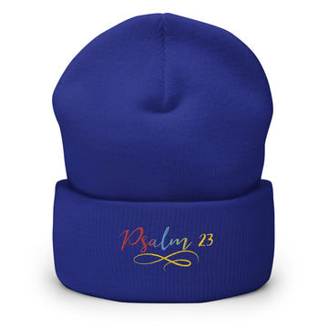 Psalm 23 Gradient Embroidered Cuffed Beanie Christian Winter Hat - Encore2woRoyal