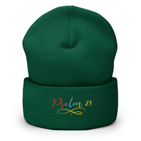Psalm 23 Gradient Embroidered Cuffed Beanie Christian Winter Hat - Encore2woSpruce