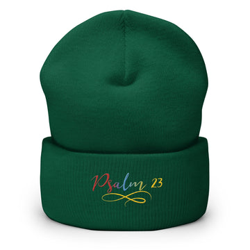 Psalm 23 Gradient Embroidered Cuffed Beanie Christian Winter Hat - Encore2woSpruce