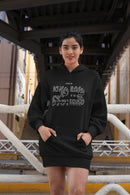 Psalm 23 Hoodie Dress - Inspirational Black Hoodie Dress with 23rd Psalm Text Design in White Lettering - Encore2woBlackXS