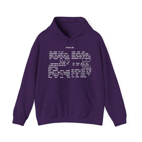 Psalm 23 Hoodie - The Number 23 with Verse of Psalm 23 Text in White Letters - Encore2woPurpleS