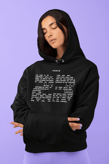 Psalm 23 Hoodie - The Number 23 with Verse of Psalm 23 Text in White Letters - Encore2woMaroonS