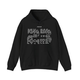 Psalm 23 Hoodie - The Number 23 with Verse of Psalm 23 Text in White Letters - Encore2woBlackS