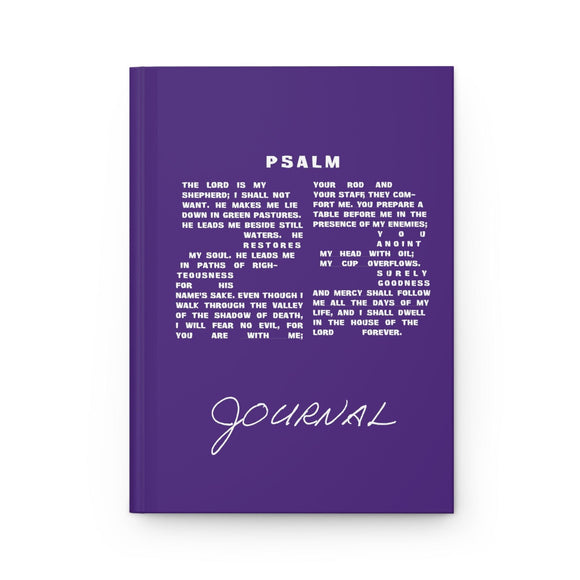Psalm 23 Journal Purple, Number 23, Christian, Hardcover Matte Notebook - Encore2woJournal