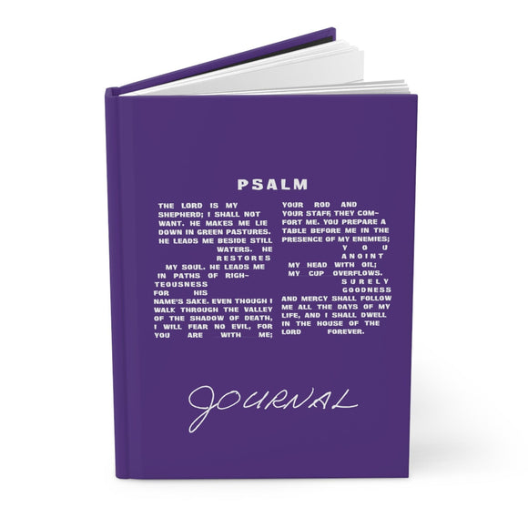 Psalm 23 Journal Purple, Number 23, Christian, Hardcover Matte Notebook - Encore2woJournal