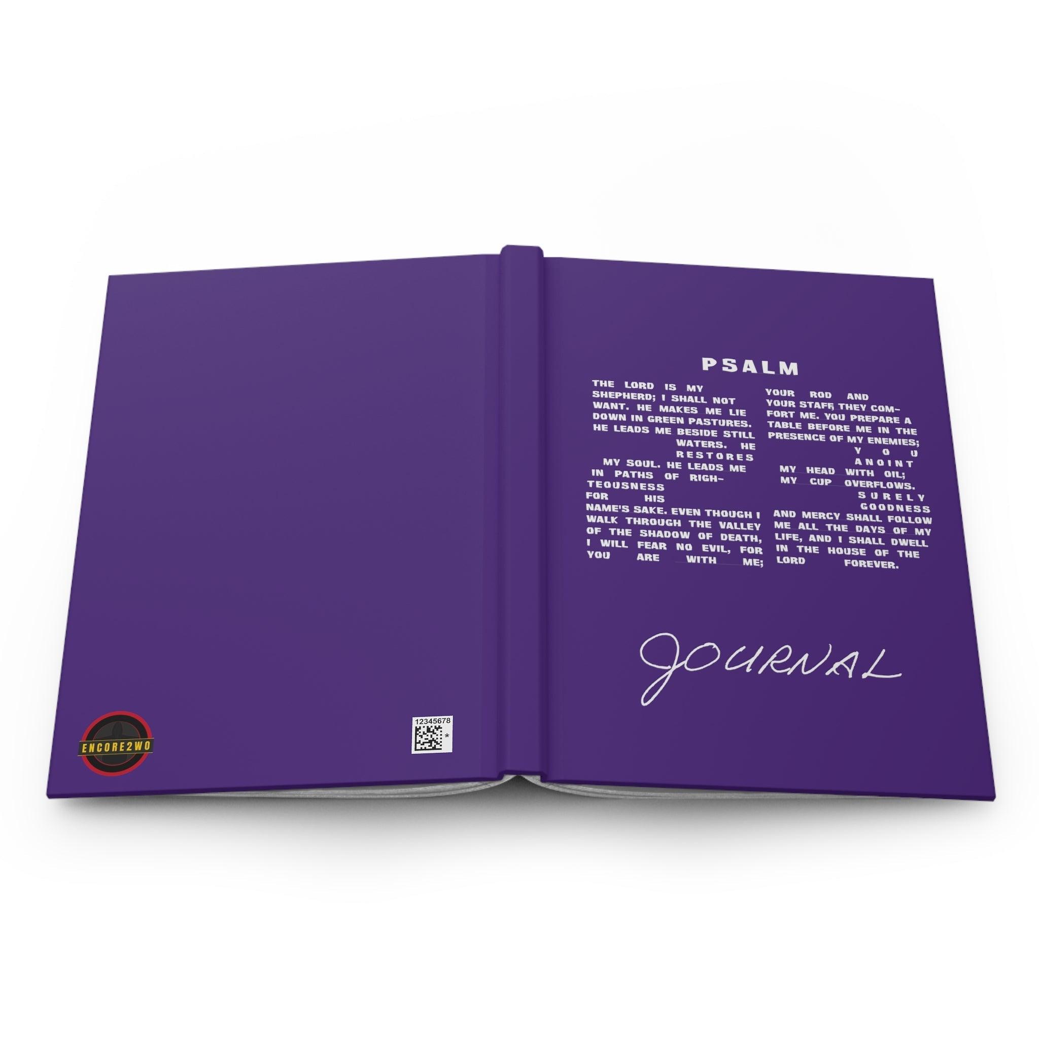 Psalm 23 Journal Purple, Number 23, Christian, Hardcover Matte Notebook - Encore2woJournal