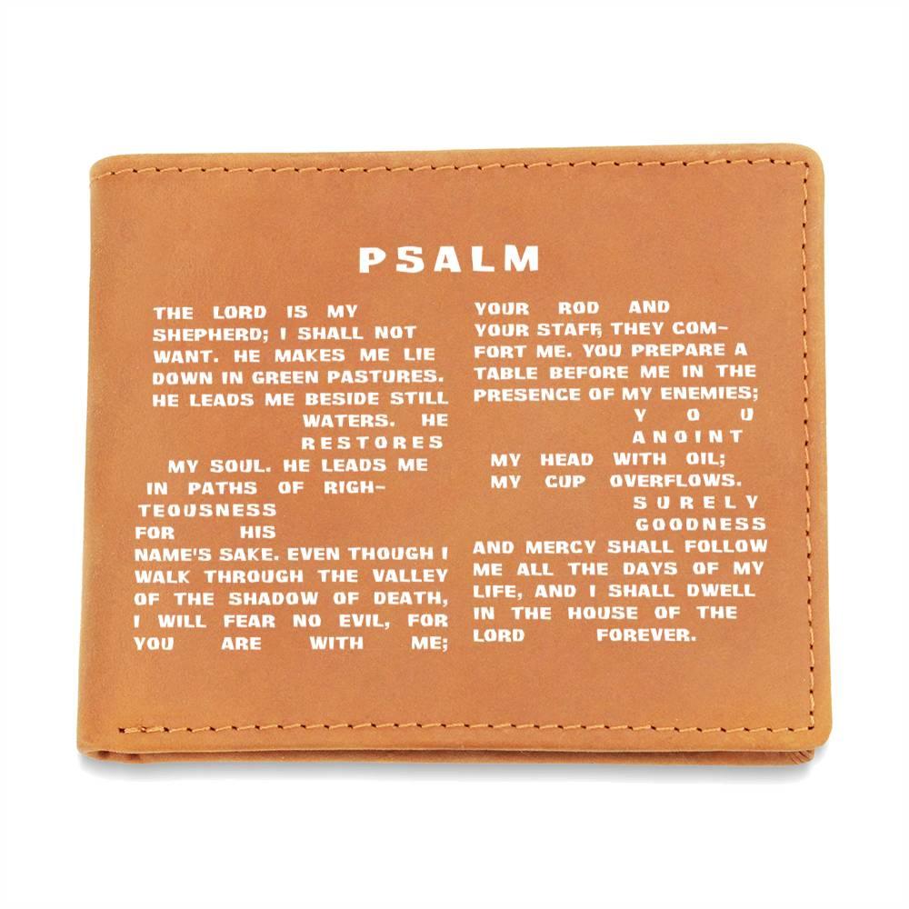 Psalm 23 Logo Leather Wallet | Men's Genuine Cowhide | Stylish Accessory - Encore2wo