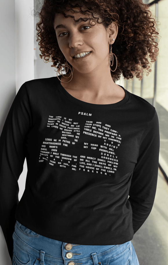 Psalm 23 Long Sleeve Christian Tee Faith Inspired Scripture Shirt - Encore2woSCardinal