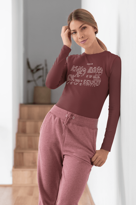 Psalm 23 Long Sleeve Christian Tee Faith Inspired Scripture Shirt - Encore2woSCardinal
