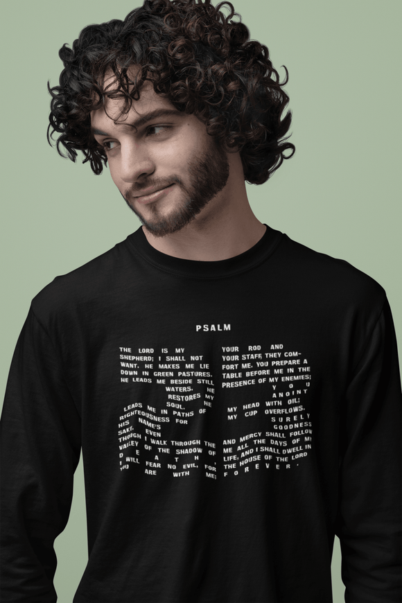 Psalm 23 Long Sleeve Christian Tee Faith Inspired Scripture Shirt - Encore2woSCardinal