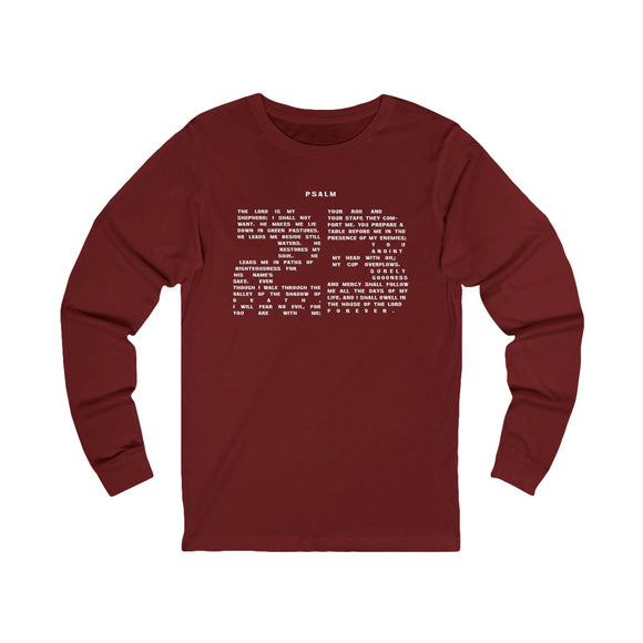 Psalm 23 Long Sleeve Christian Tee Faith Inspired Scripture Shirt - Encore2woSCardinal