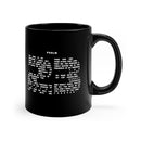 Psalm 23 Mug - Inspirational Black Coffee Mug with 23rd Psalm Text Design in White Lettering - Encore2wo11oz