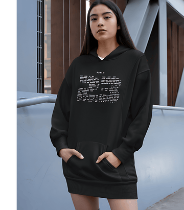 Psalm 23 Premium Hoodie Dress with 23rd Psalm Text - Encore2woBlackXS