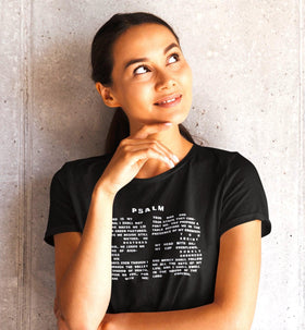 Psalm 23 T-Shirt - Inspirational Christian Apparel with 23rd Psalm Text Design in White Lettering - Encore2woTrue RoyalS