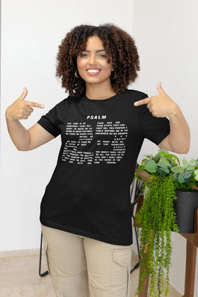 Psalm 23 T-Shirt - Inspirational Christian Apparel with 23rd Psalm Text Design in White Lettering - Encore2woArmyS
