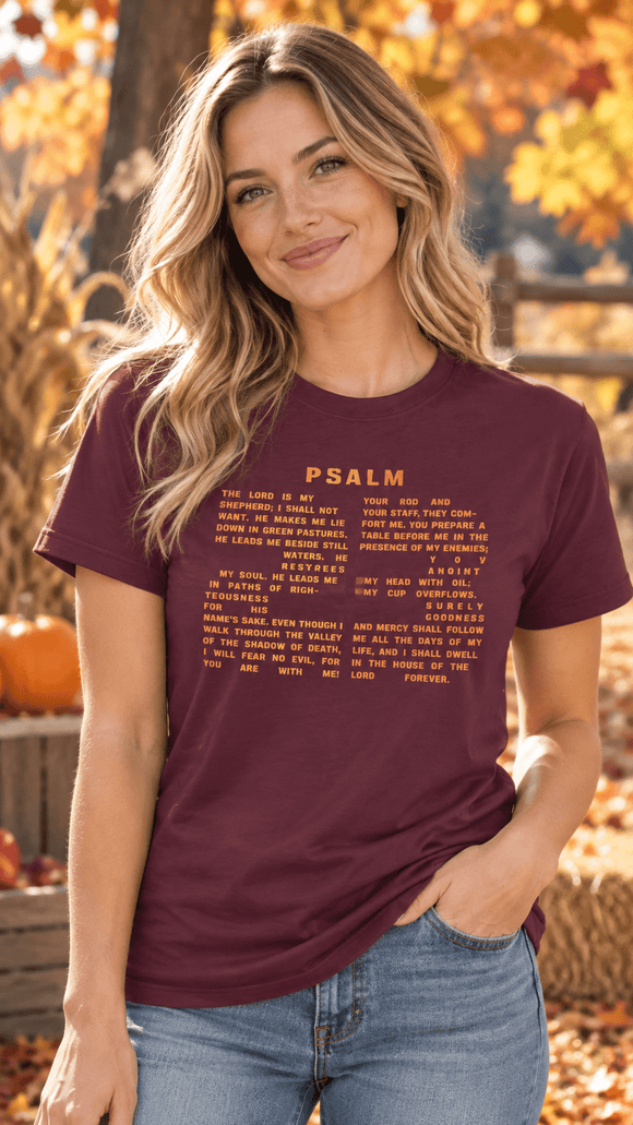 Psalm 23 Thanksgiving T-Shirt – Faith, Gratitude & God's Goodness - Encore2woBlackL