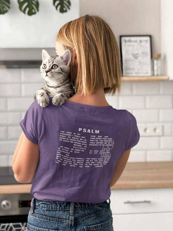 Psalm 23 With Verse in Text Unisex Backprint T-Shirt - Encore2woTeam PurpleL