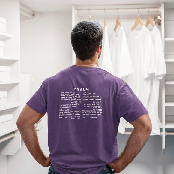 Psalm 23 With Verse in Text Unisex Backprint T-Shirt - Encore2woTeam PurpleL