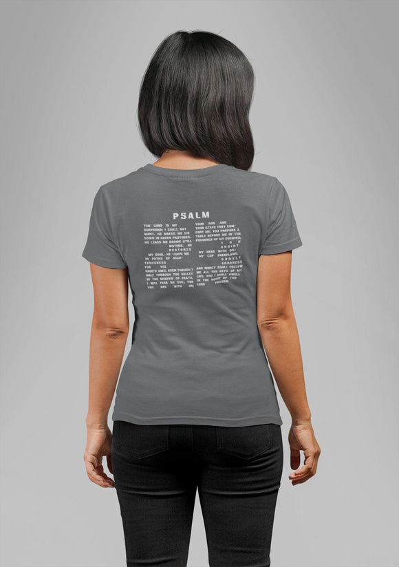 Psalm 23 With Verse in Text Unisex Backprint T-Shirt - Encore2woTeam PurpleL