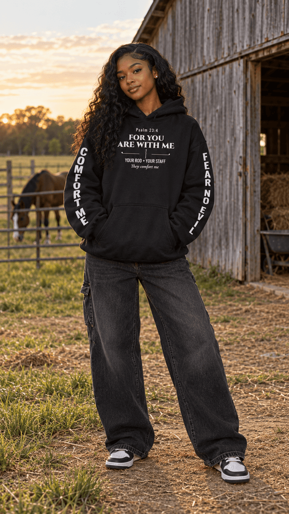 Psalm 23:4 “Fear No Evil” Oversized Hoodie – Dark Edition - Encore2woBlackS
