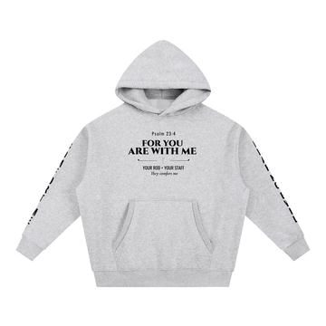 Psalm 23:4 For You Are With Me Christian Oversized Fleece Hoodie - Encore2woFlower GrayS