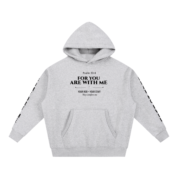 Psalm 23:4 For You Are With Me Christian Oversized Fleece Hoodie - Encore2woFlower GrayS