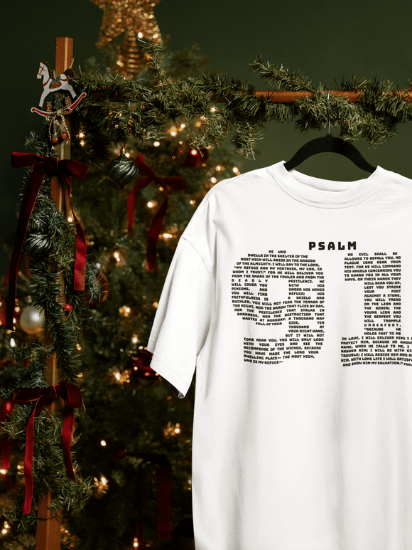 Psalm 91 Full Chapter Scripture Graphic Tee Faith Inspired Shirt - Encore2woWhiteS