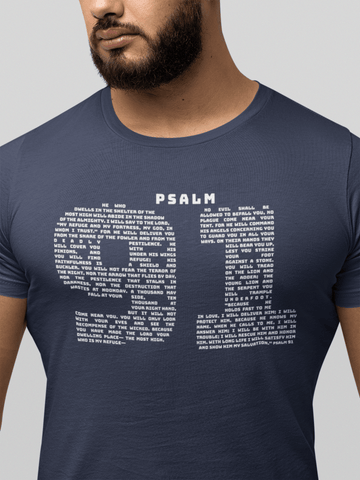 Psalm 91 Full Chapter Scripture Graphic Tee Faith Inspired Shirt - Encore2woNavyS