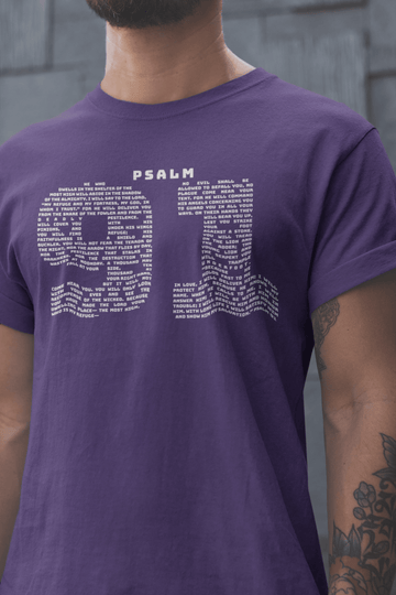 Psalm 91 Full Chapter Scripture Graphic Tee Faith Inspired Shirt - Encore2woTeam PurpleS