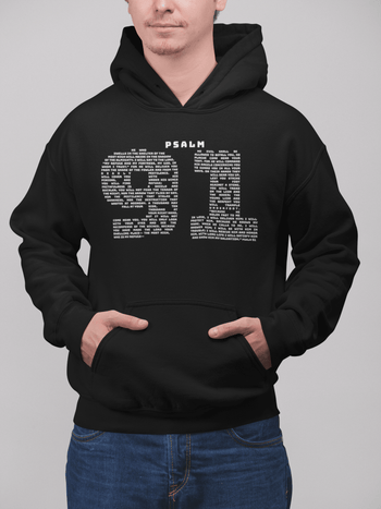 Psalm 91 Scripture Hoodie My Refuge and Fortress Faith Sweatshirt - Encore2woBlackS
