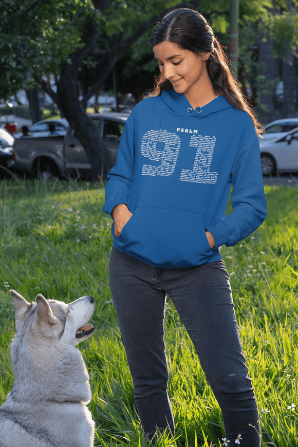 Psalm 91 Scripture Hoodie My Refuge and Fortress Faith Sweatshirt - Encore2woRoyalS