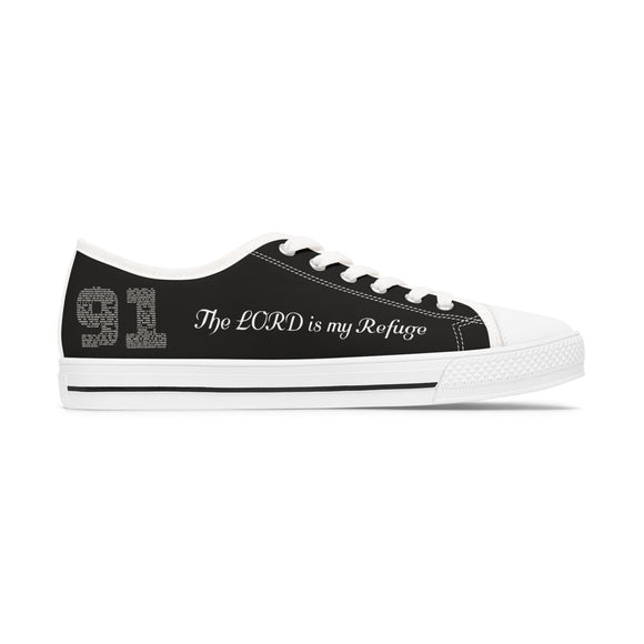 Psalm 91 The Lord Is My Refuge Sneakers Faith Inspired Low Top Shoes - Encore2woUS 5.5White sole