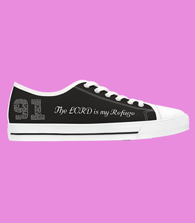 Psalm 91 The Lord Is My Refuge Sneakers Faith Inspired Low Top Shoes - Encore2woUS 5.5White sole