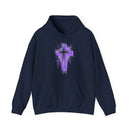 Purple Cross Hoodie Bold Christian Faith Sweatshirt - Encore2woNavyS