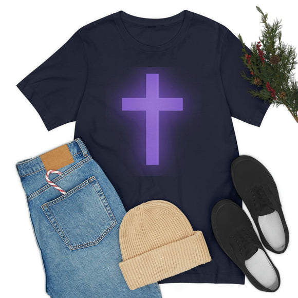 Purple Cross Unisex Short Sleeve T-Shirt - Encore2woNavyS