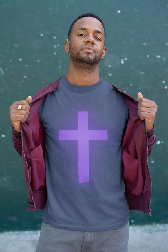 Purple Cross Unisex Short Sleeve T-Shirt - Encore2woNavyS