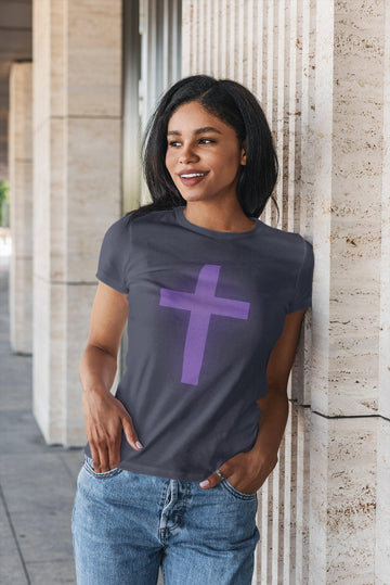 Purple Cross Unisex Short Sleeve T-Shirt - Encore2woNavyS