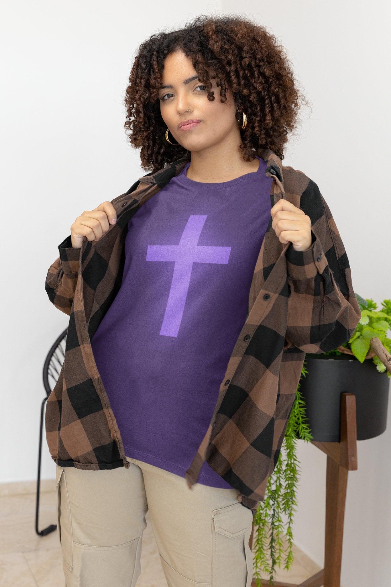 Purple Cross Unisex Short Sleeve Tee - Encore2woTeam PurpleS