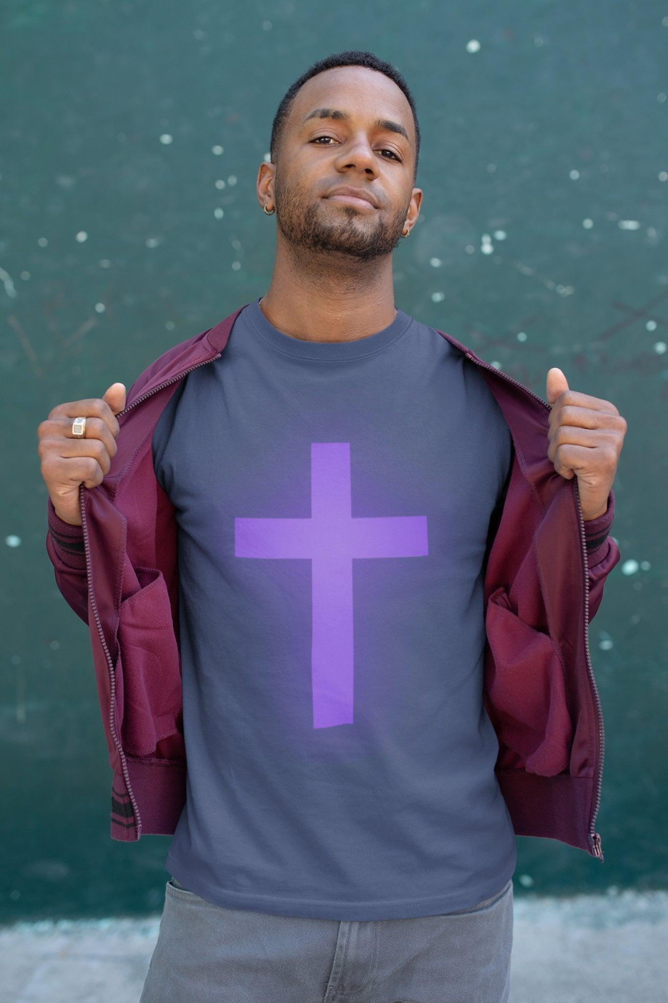 Purple Cross Unisex Short Sleeve Tee - Encore2woNavyS