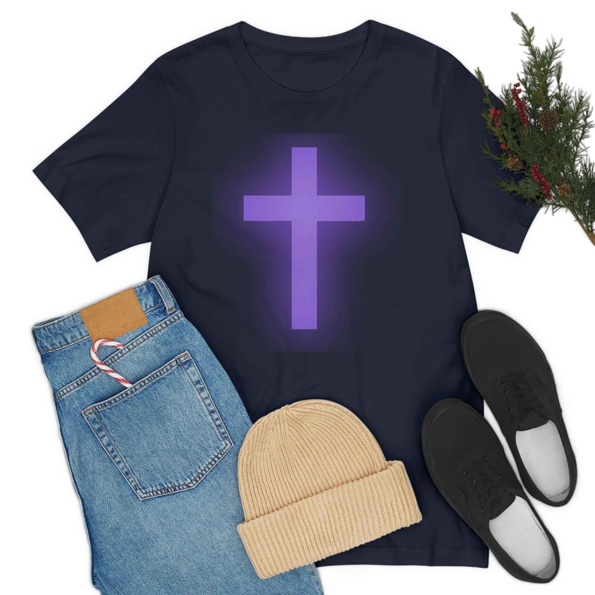 Purple Cross Unisex Short Sleeve Tee - Encore2woNavyS