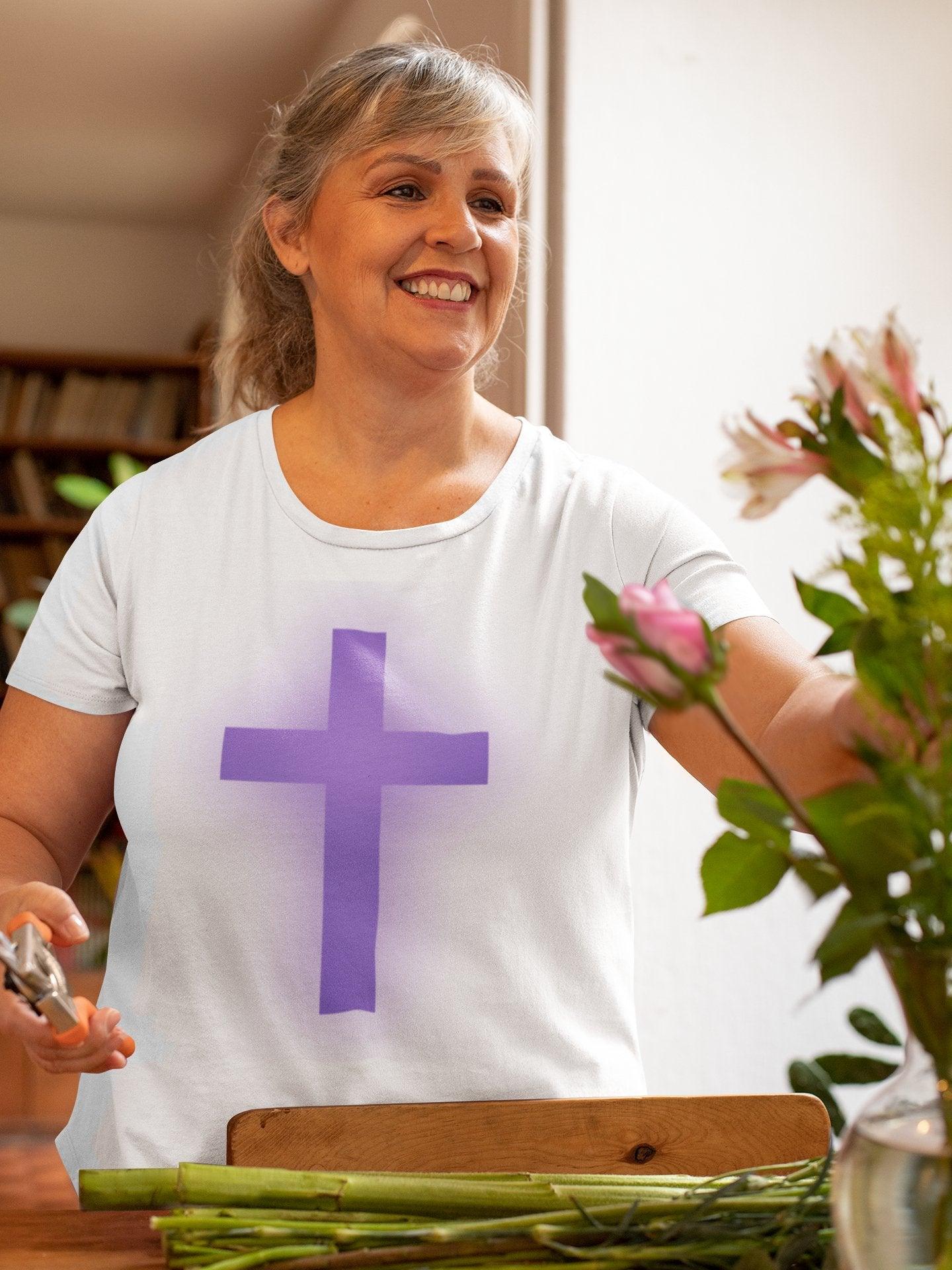 Purple Cross Unisex Short Sleeve Tee - Encore2woWhiteS