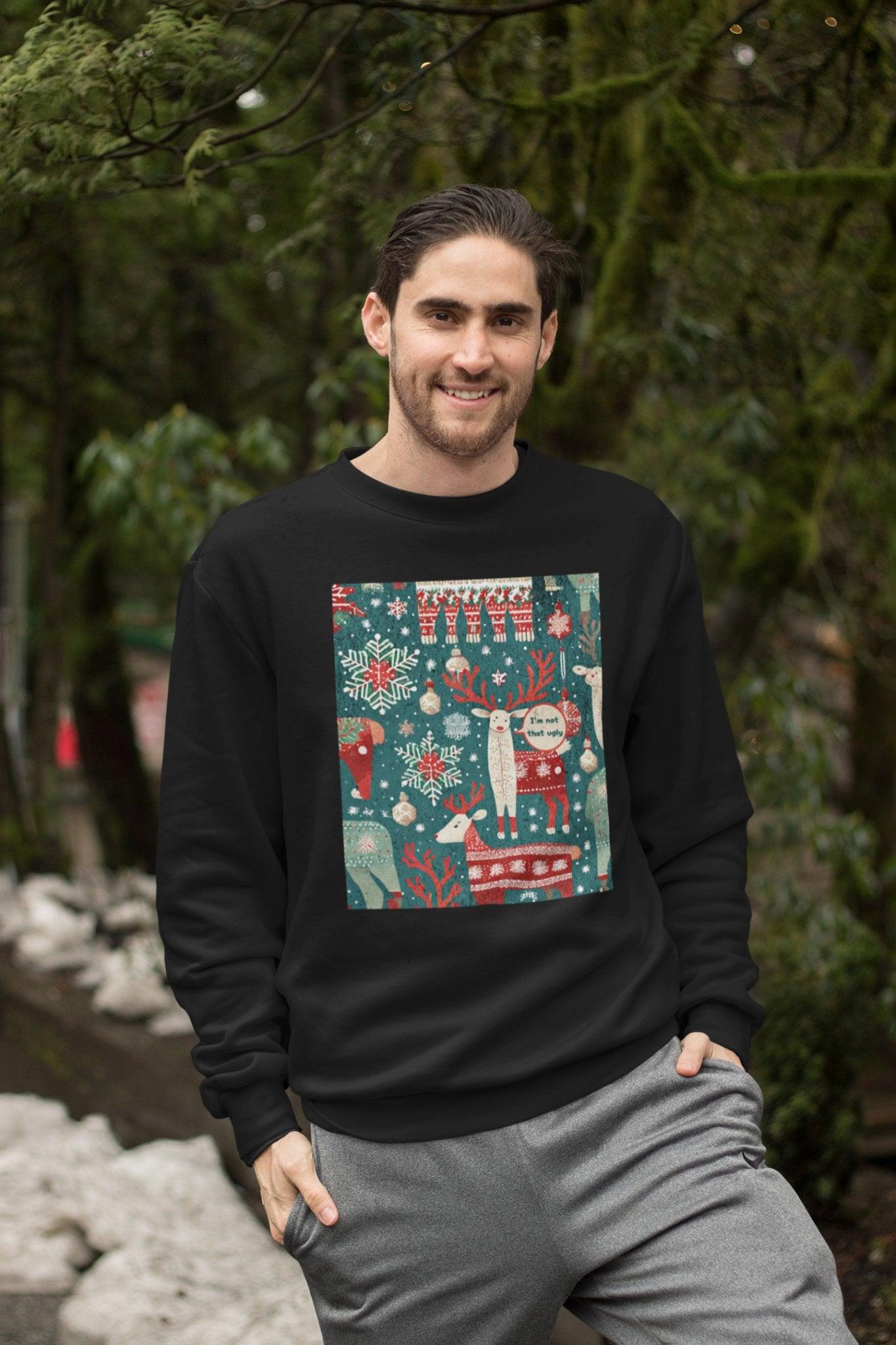 Reindeer 'I'm Not So Ugly' Ugly Christmas Sweater Unisex Heavy Blend™ Sweatshirt - Encore2woSIrish Green