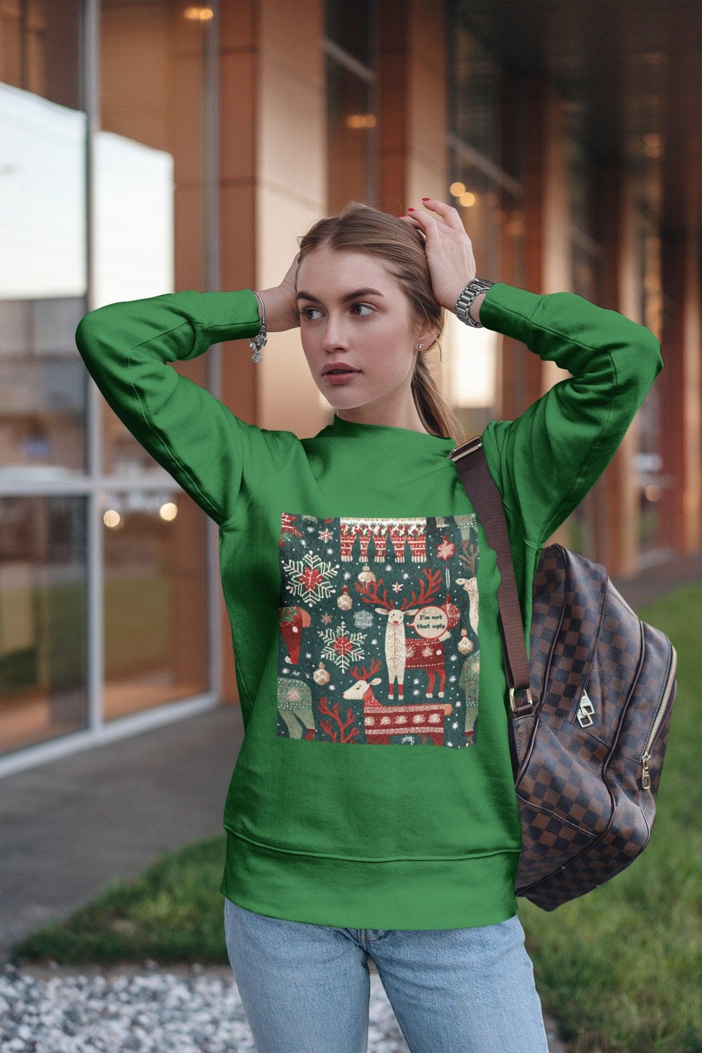 Reindeer 'I'm Not So Ugly' Ugly Christmas Sweater Unisex Heavy Blend™ Sweatshirt - Encore2woSIrish Green