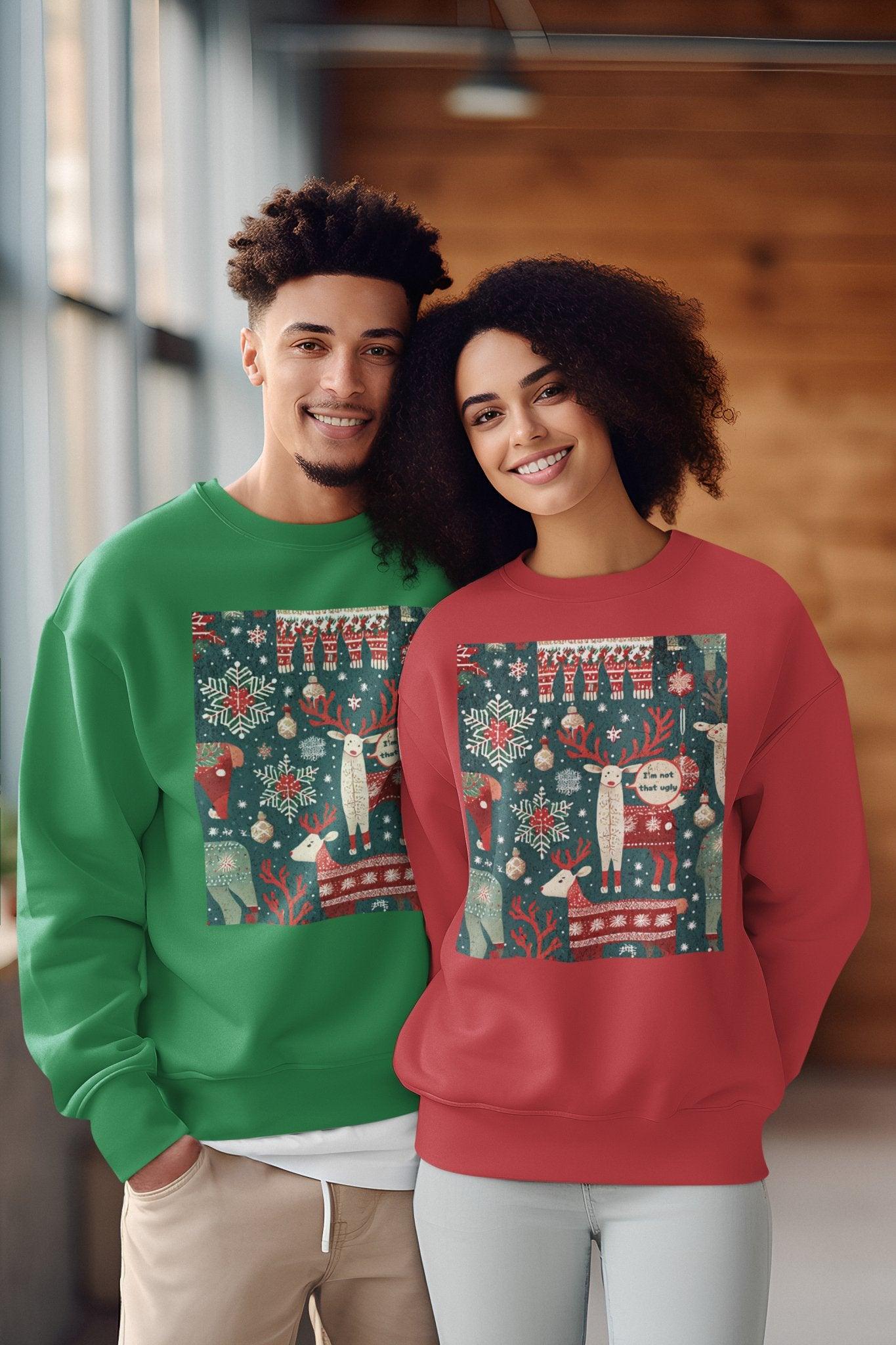 Reindeer 'I'm Not So Ugly' Ugly Christmas Sweater Unisex Heavy Blend™ Sweatshirt - Encore2woSIrish Green