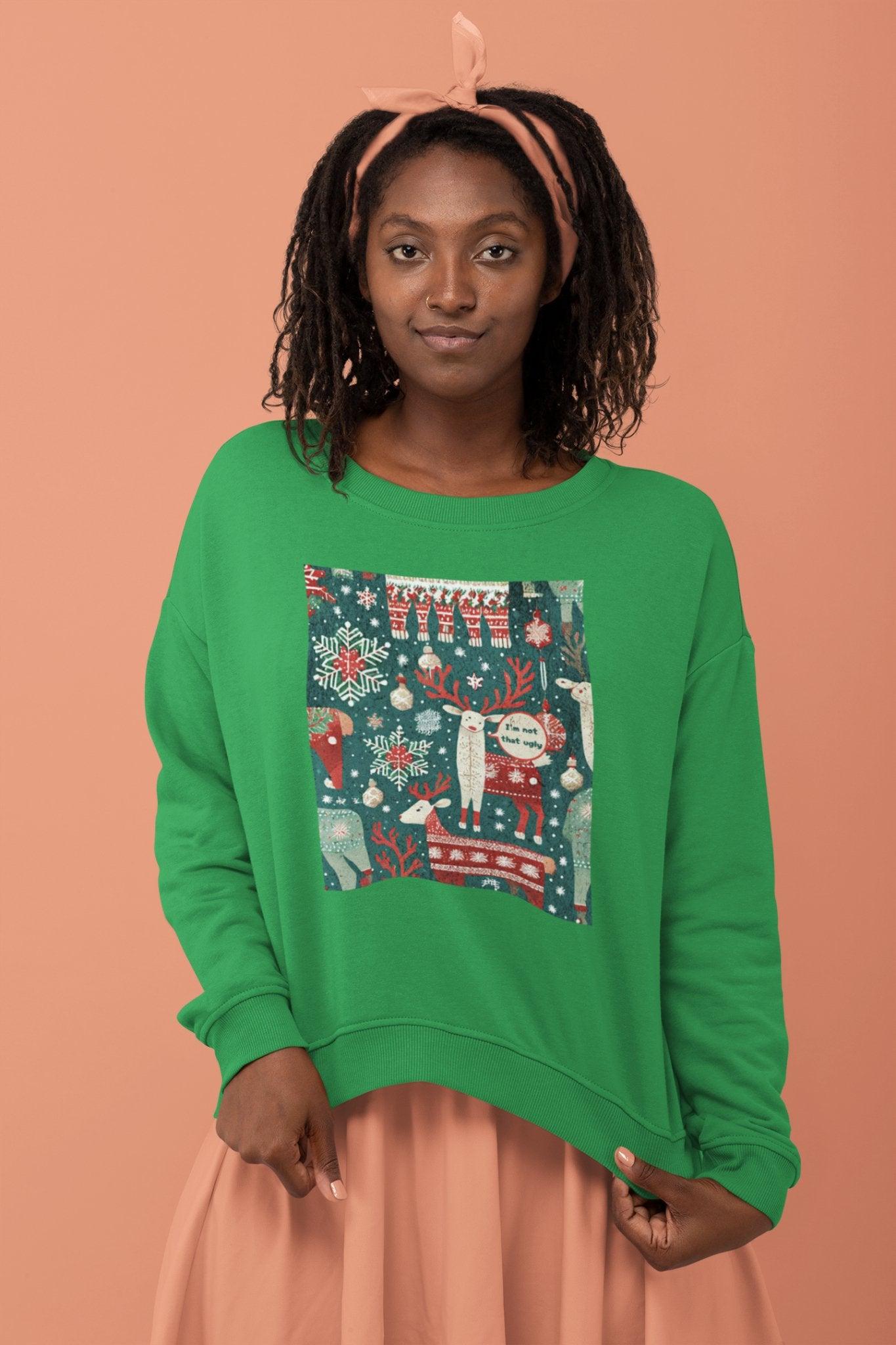 Reindeer 'I'm Not So Ugly' Ugly Christmas Sweater Unisex Heavy Blend™ Sweatshirt - Encore2woSIrish Green