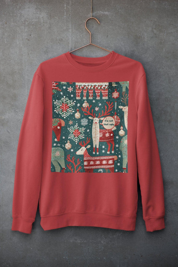 Reindeer 'I'm Not So Ugly' Unisex Christmas Sweatshirt - Encore2woSIrish Green